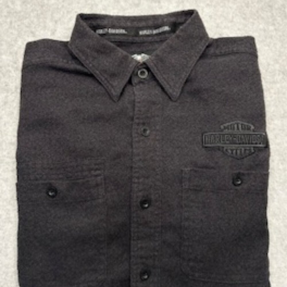 Harley Davidson Charcoal Grey Long Sleeve Button Up Medium